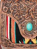 Stunning tooled saddle blanket crossbody