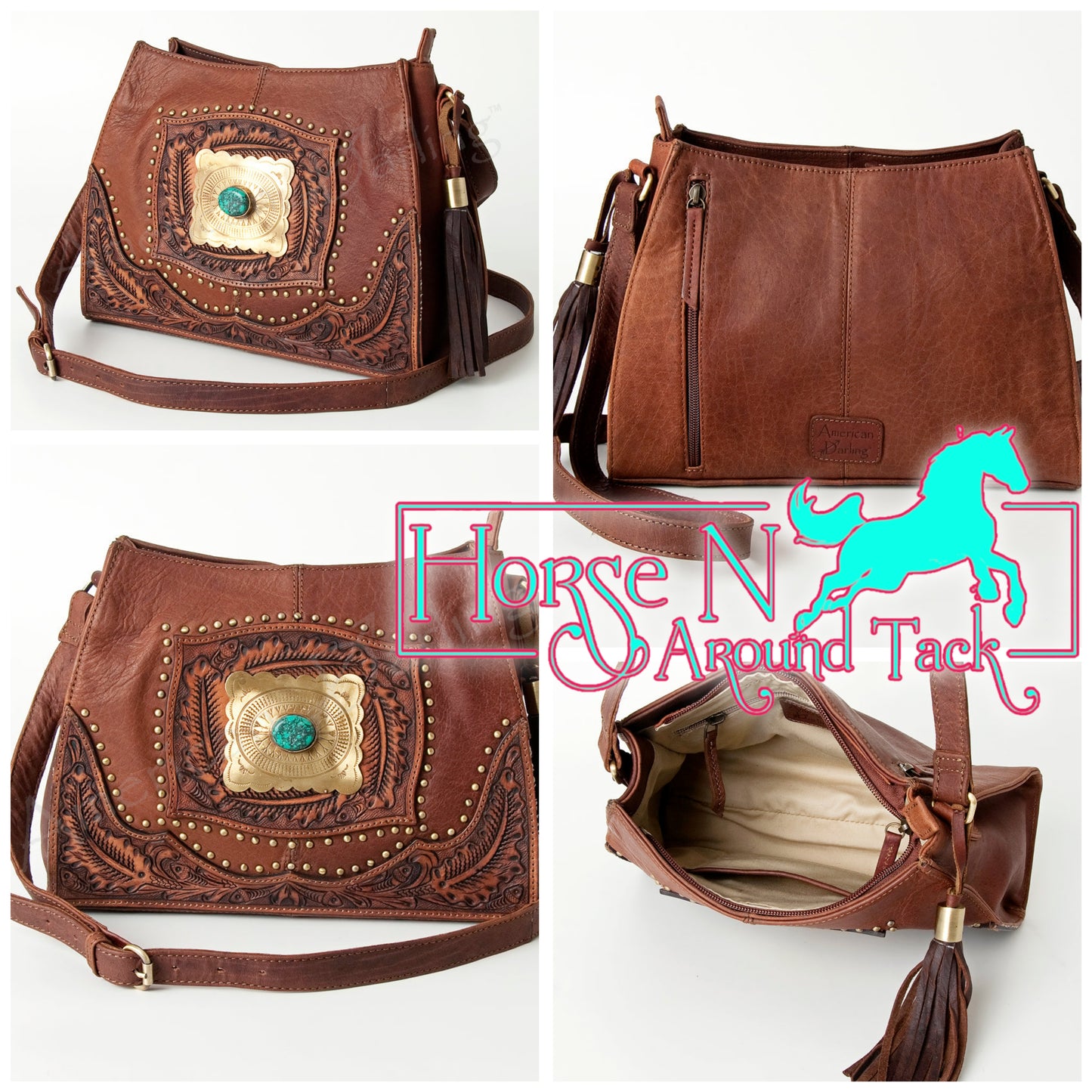 Leather tooled purse with beautiful buckle front